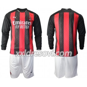 AC Milan Domaći Dječji Komplet Dresovi za Nogomet 2020-2021 Dugim Rukavima (+ kratke hlače)